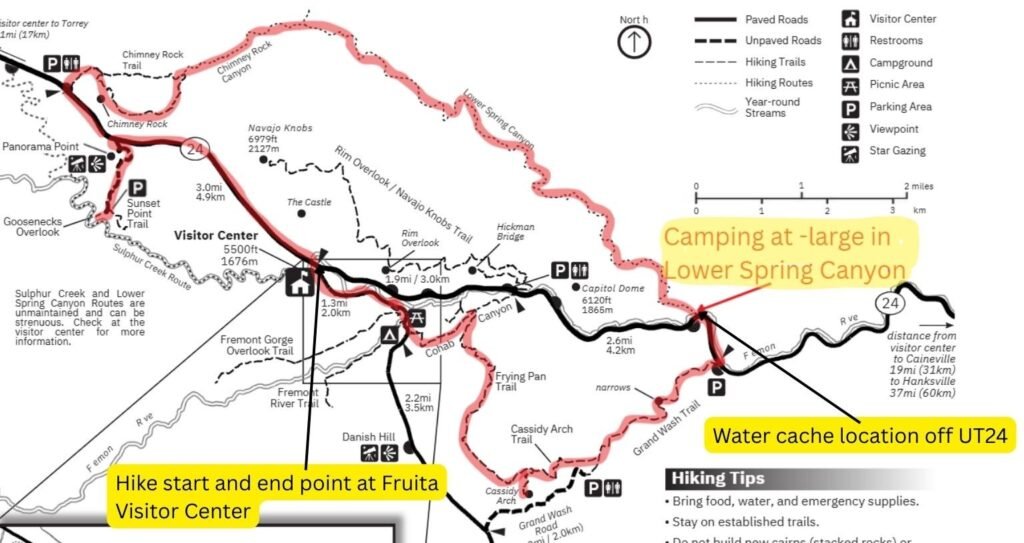Capitol Reef Backcountry Loop — Hiking Map
