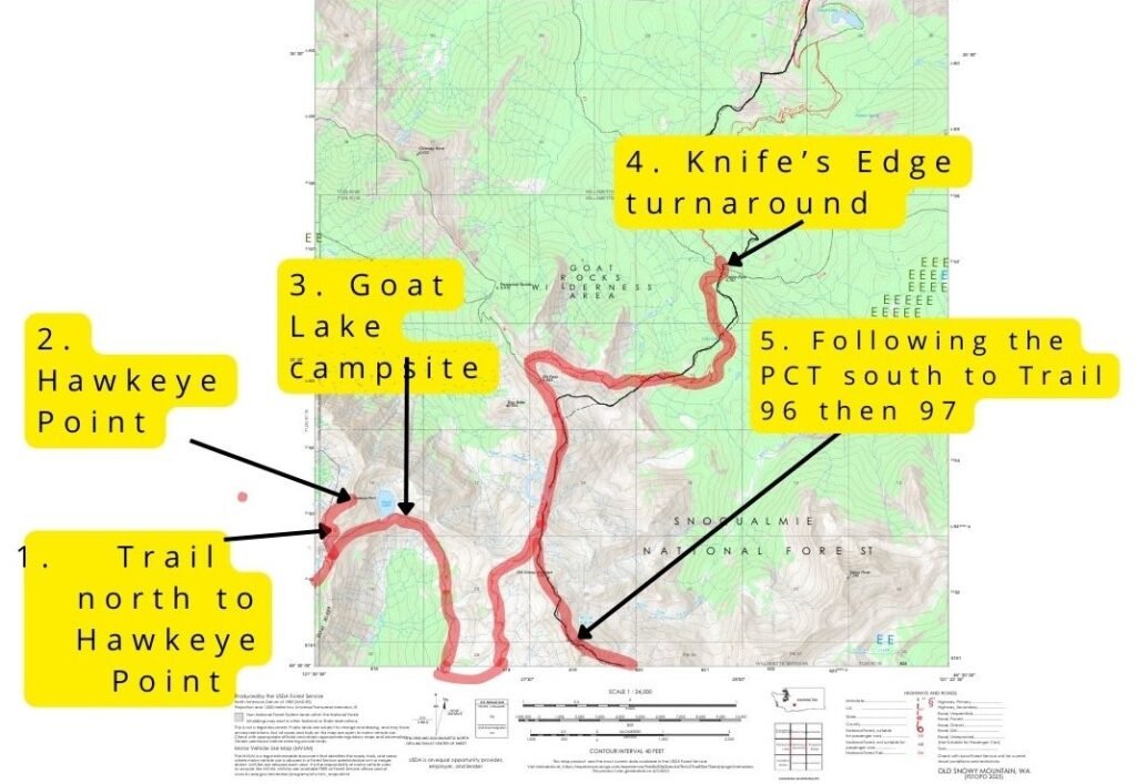 Hiking Goat Rocks Wilderness — annotated trail maps of Goat Rocks Wilderness routes