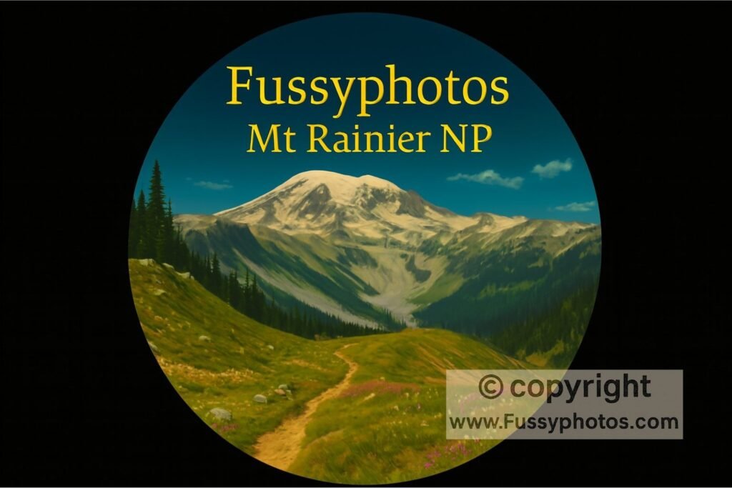 Wonderland Trail without competitive permits — Fussyphotos Mount Rainier logo