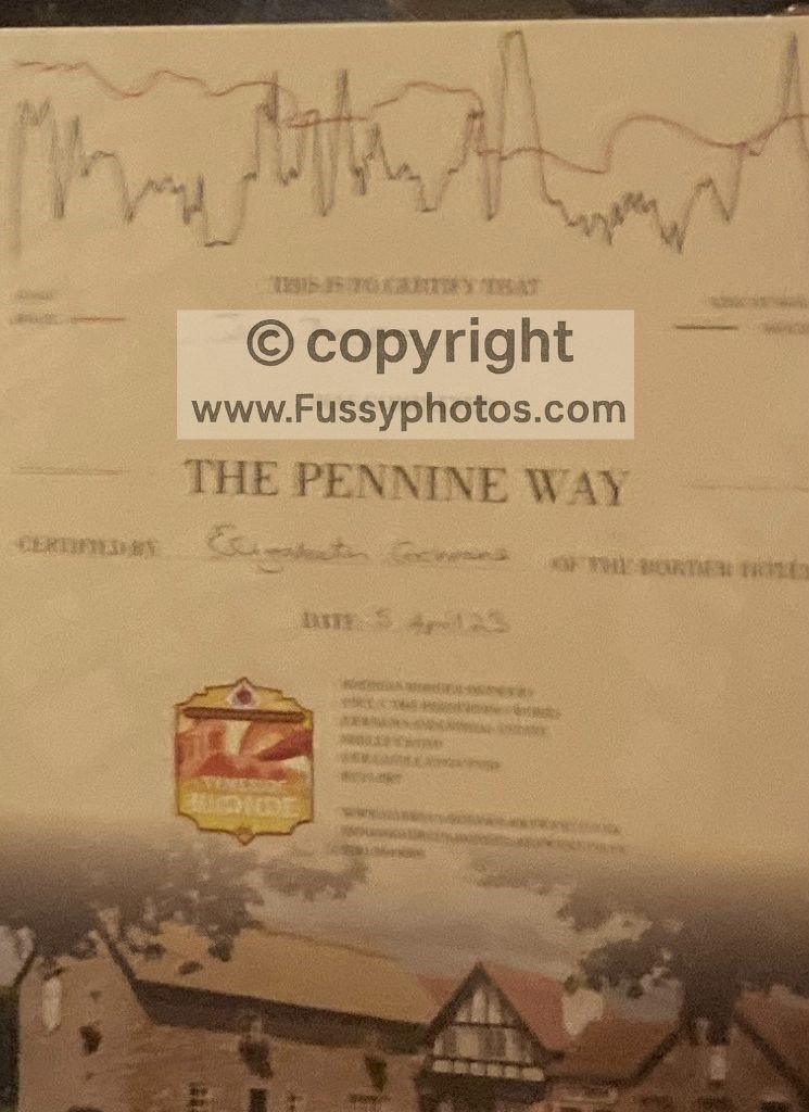 Pennine Way Hadrian’s Wall — completion certificate