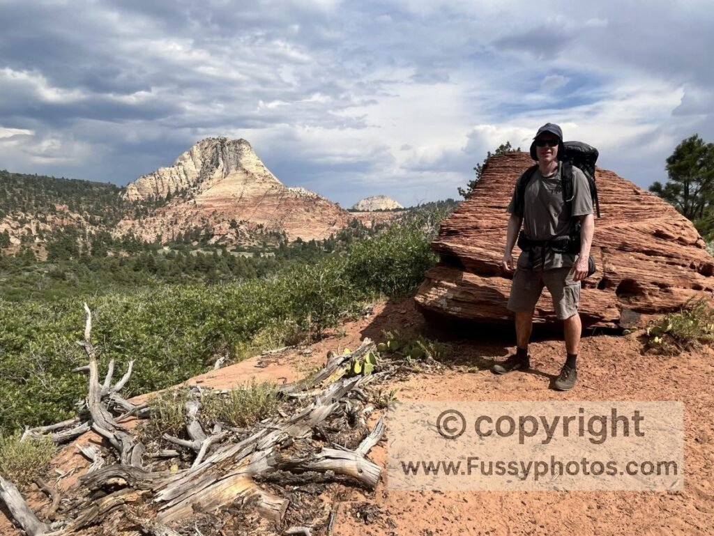 Zion Traverse to Angel’s Landing — storm brewing over Connector Trail