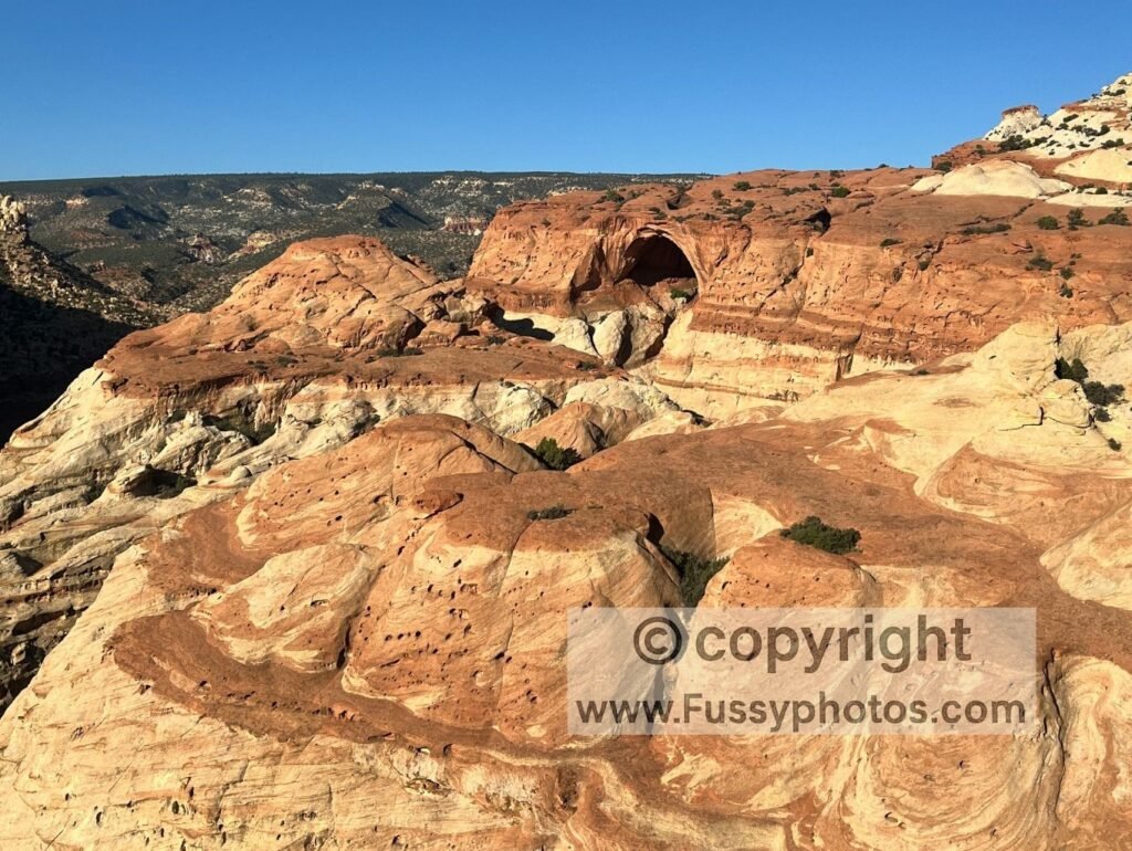 Capitol Reef Backcountry Loop — Cassidy Arch view from trail, day two hike