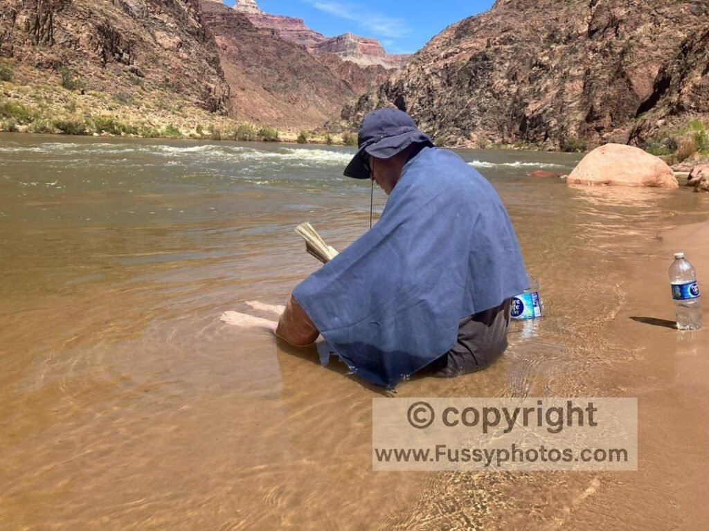 Grand Canyon Rim-to-River-to-Rim Loop — cooling off in Colorado River
