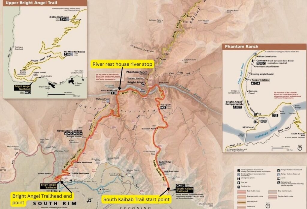 Grand Canyon Rim-to-River-to-Rim Loop — hiking route map