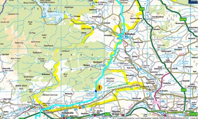 Pennine Way Hadrian’s Wall — route maps Days 13–15 Greenhead to Kirk Yetholm