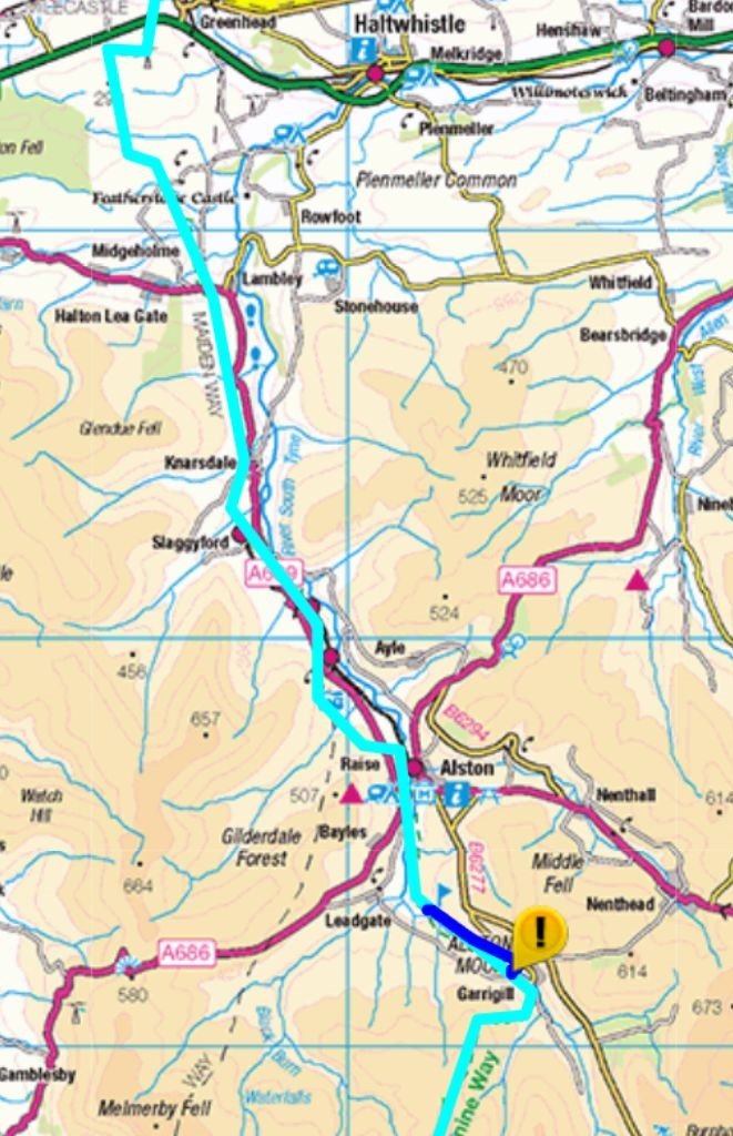 Pennine Way: High Force — Route Maps Days 10–12 Middleton‑in‑Teesdale to Haltwhistle