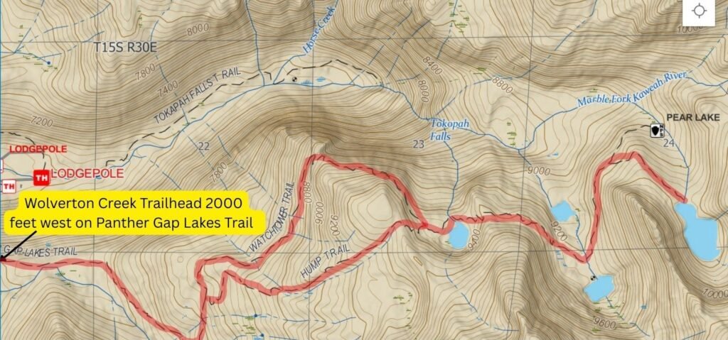 Map: Heather & Emerald Lakes via the Lakes and Watchtower Trail