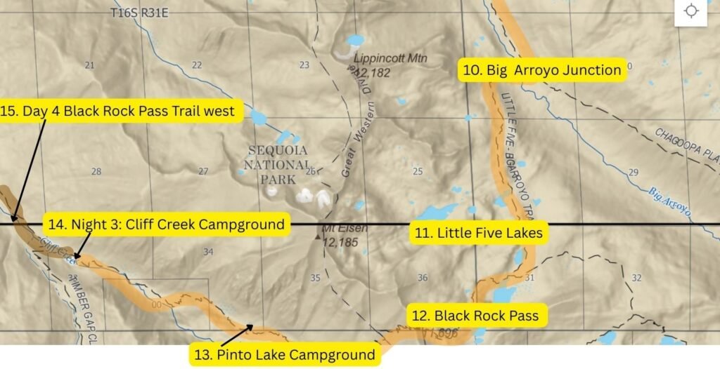 High Sierra Trail Loop Maps: Hamilton Lake Basin to Cliff Creek Campground