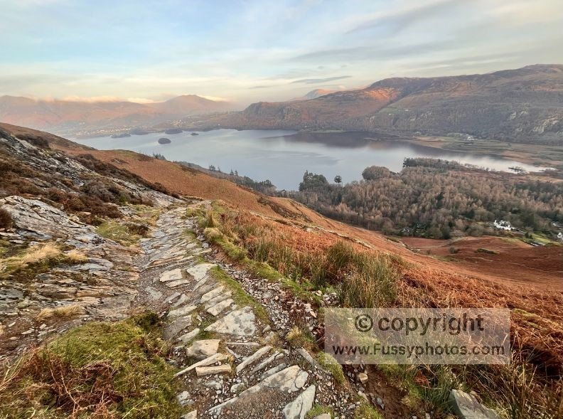 The path down the steep eastern flank of Cat Bells