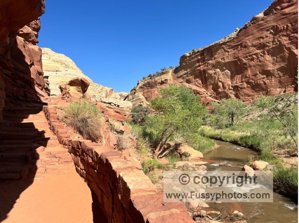 Hickman Bridge Trail begins with a short climb along the Fremont River before opening to red‑rock views.