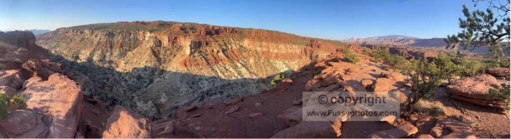 Goosenecks Overlook with sweeping views into the deep bends of Sulphur Creek Canyon.