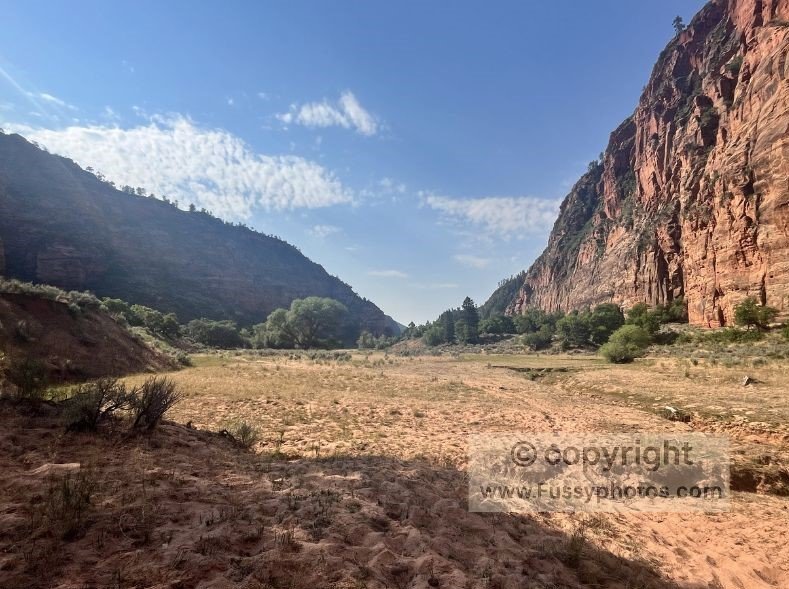 Hot, exposed stretch of Hop Valley Trail — take plenty of water for this section
