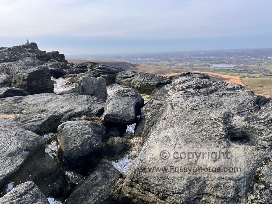 Wide 180‑degree moorland views from the summit of Blackstone Edge on the Pennine Way