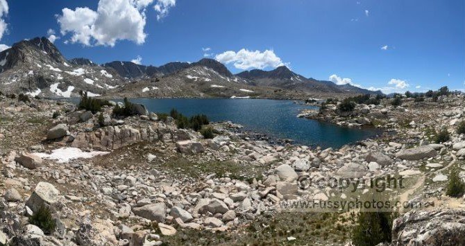 The out‑and‑back detour to Muriel Lake — a wild, windswept basin that would have made an unforgettable campsite in the high Sierra.