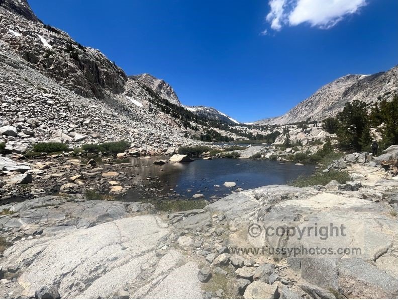 Looking west toward Piute Pass from above Loch Leven, entering the high‑country gateway to Kings Canyon National Park.