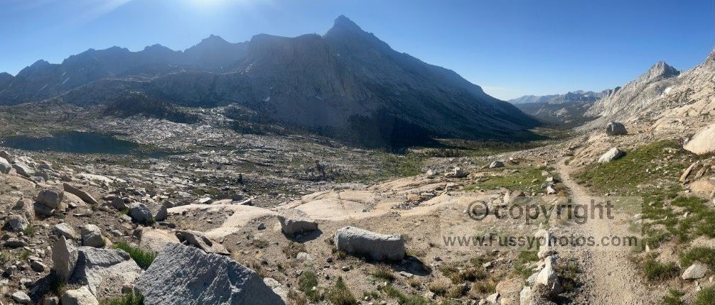 Kaweah Gap under full summer sun, with all early‑season snow gone — ideal conditions for the Hamilton Basin Loop.