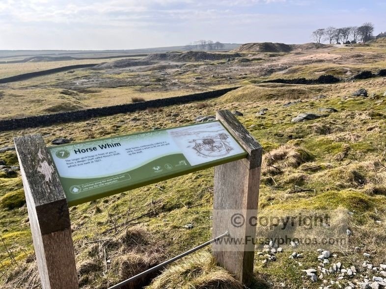 Here’s a clean, SEO‑friendly caption + alt text pair for the Whim Horse information sign, written to fit perfectly within your lead‑mines section.
---
## **📸 Caption**
**Information board explaining the Whim Horse at the old lead mines, one of several signs detailing the area’s industrial history.**
**Alt text:**
Interpretation sign about the Whim Horse at the historic lead mines near Grassington, explaining the site’s industrial heritage.
