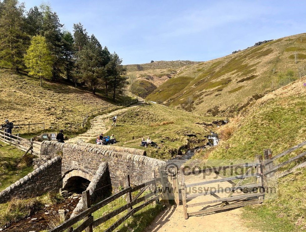 Stepped ascent of Jacob’s Ladder on the Pennine Way, climbing out of Edale towards Kinder Low and Kinder Downfall early on Day 1.