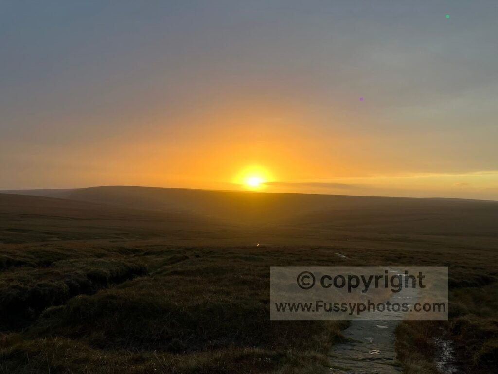 Winter sunset from Black Hill, looking southwest towards Laddow Rocks.