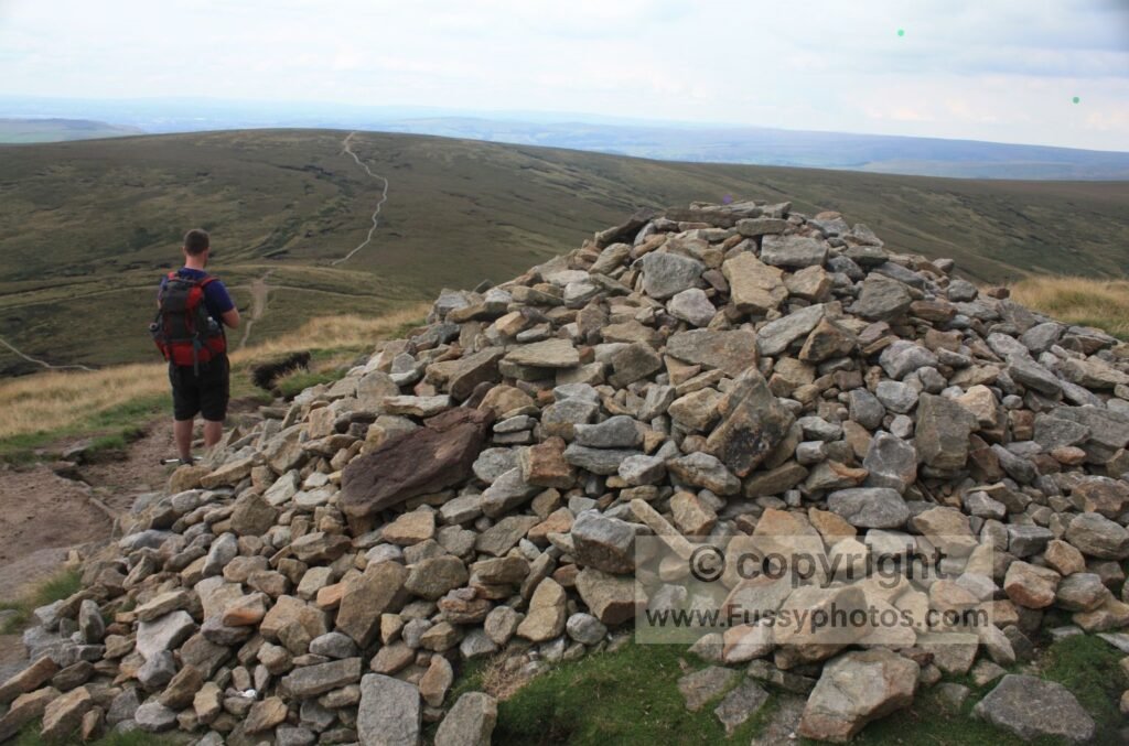 Large cairn pile between Kinder Downfall and Mill Hill on the Pennine Way.
