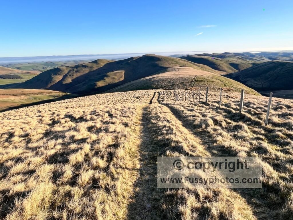 Descending the high‑level Pennine Way at around 300m, looking north over open upland terrain.