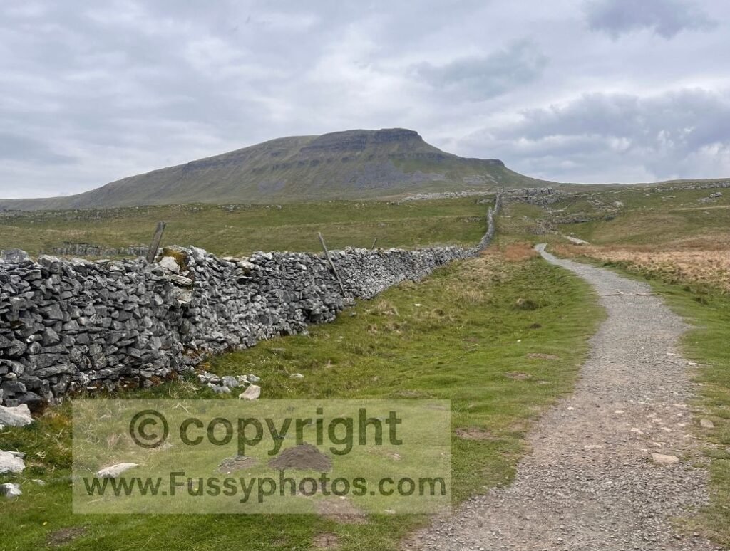 Ascent path on the west side of Pen‑y‑Ghent, featuring stone steps and a gravel trail leading towards the summit ridge.