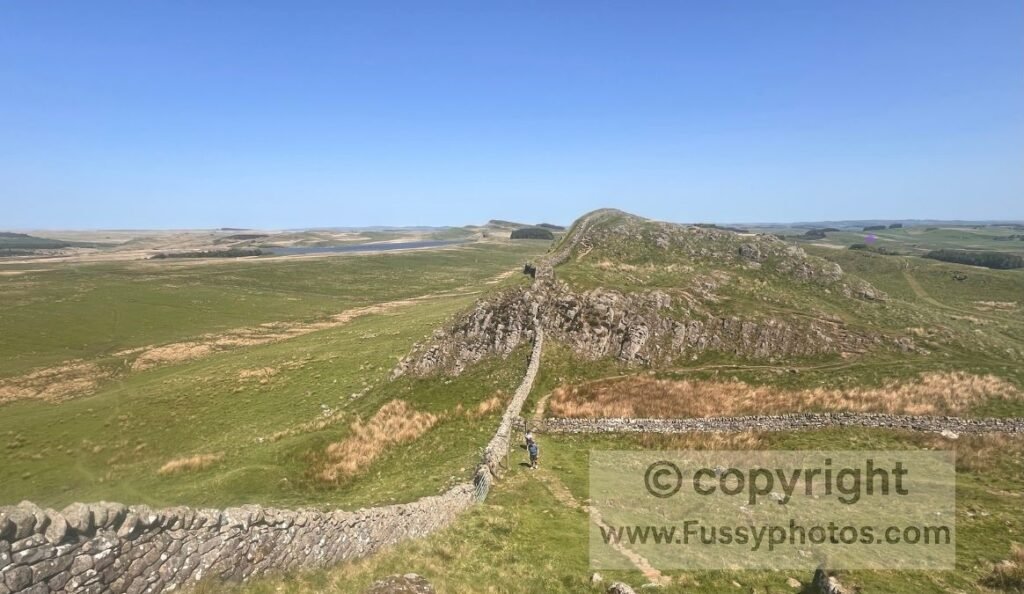 Eastward view over Rapishaw Gap from Turret 37A, marking where the Pennine Way leaves Hadrian’s Wall and the landscape begins to undulate towards Housesteads.