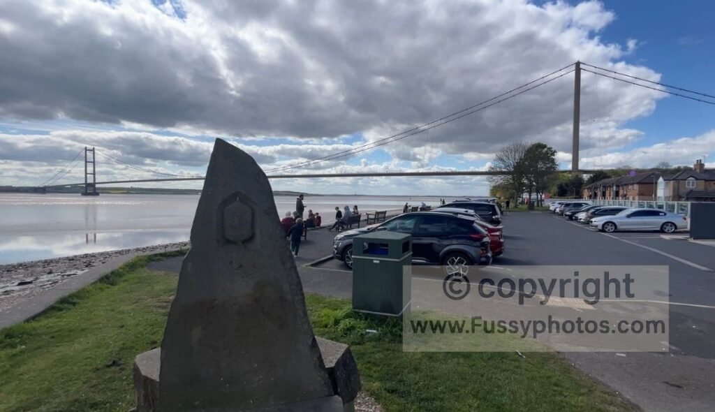 Sculpture marking the Wolds Way beneath the Humber Bridge, widely used as the start point before the official beginning at Hessle Haven.