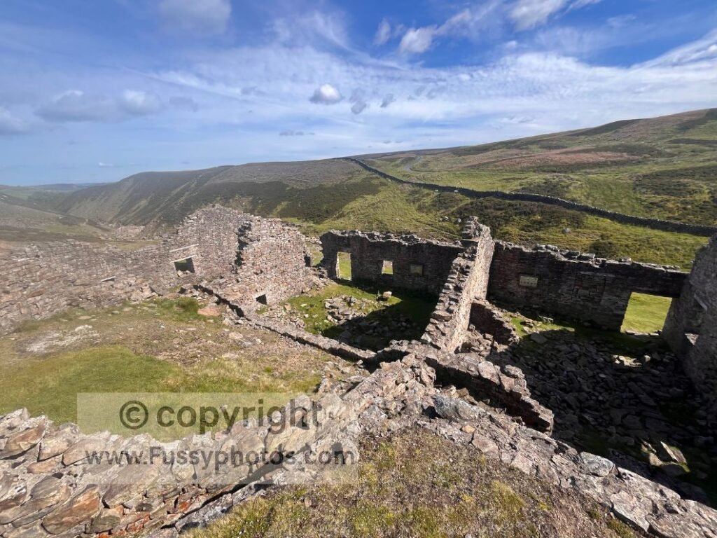 Swaledale smelt mill ruins — old smelting buildings at Old Gang on the Coast to Coast Path.

