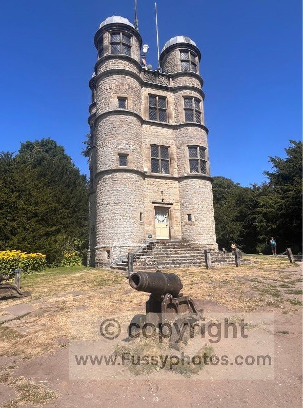 Sixteenth‑century Hunting Tower overlooking a wooded canyon on the Chatsworth Estate, offering panoramic views across the surrounding Peak District.
