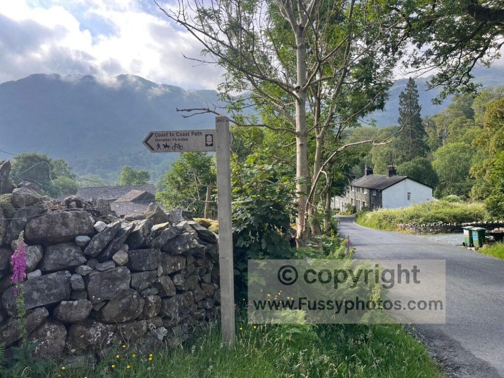 Early miles above Seatoller, where the Coast to Coast leaves the road and returns to open trail only 2–5 minutes from the hotel.