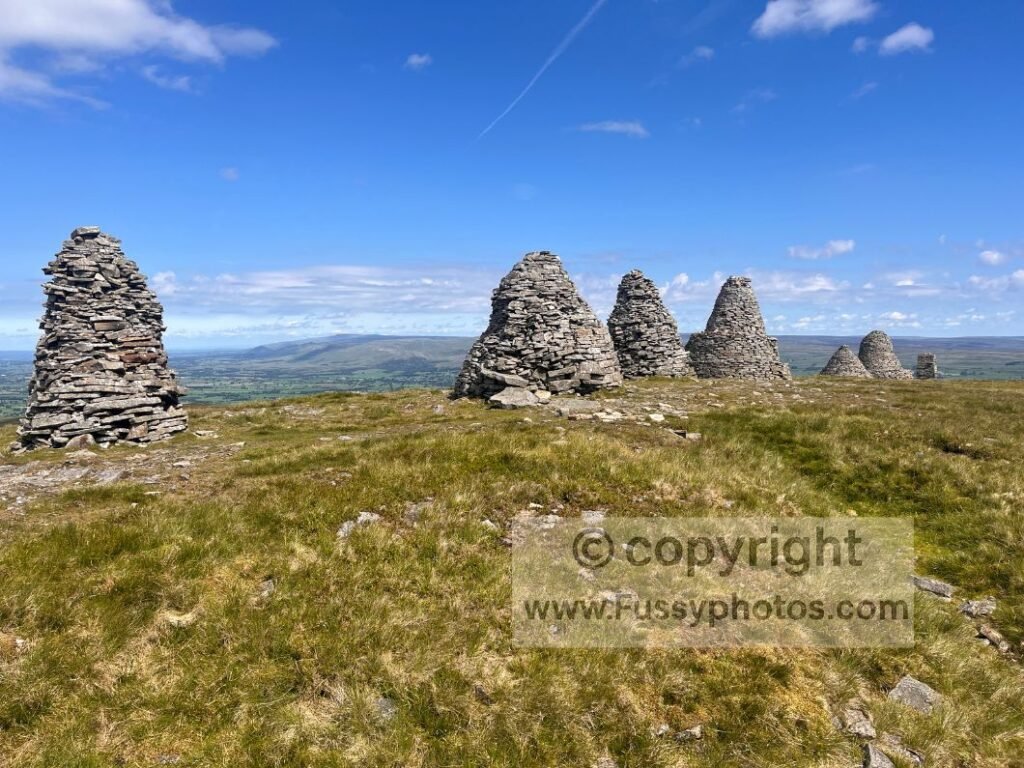 View towards Nine Standards Rigg on the Coast to Coast, showing boggy moorland above Keld.