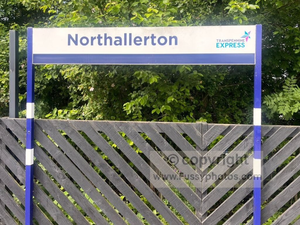 Train station sign at Northallerton on a section‑walk of the C2C.