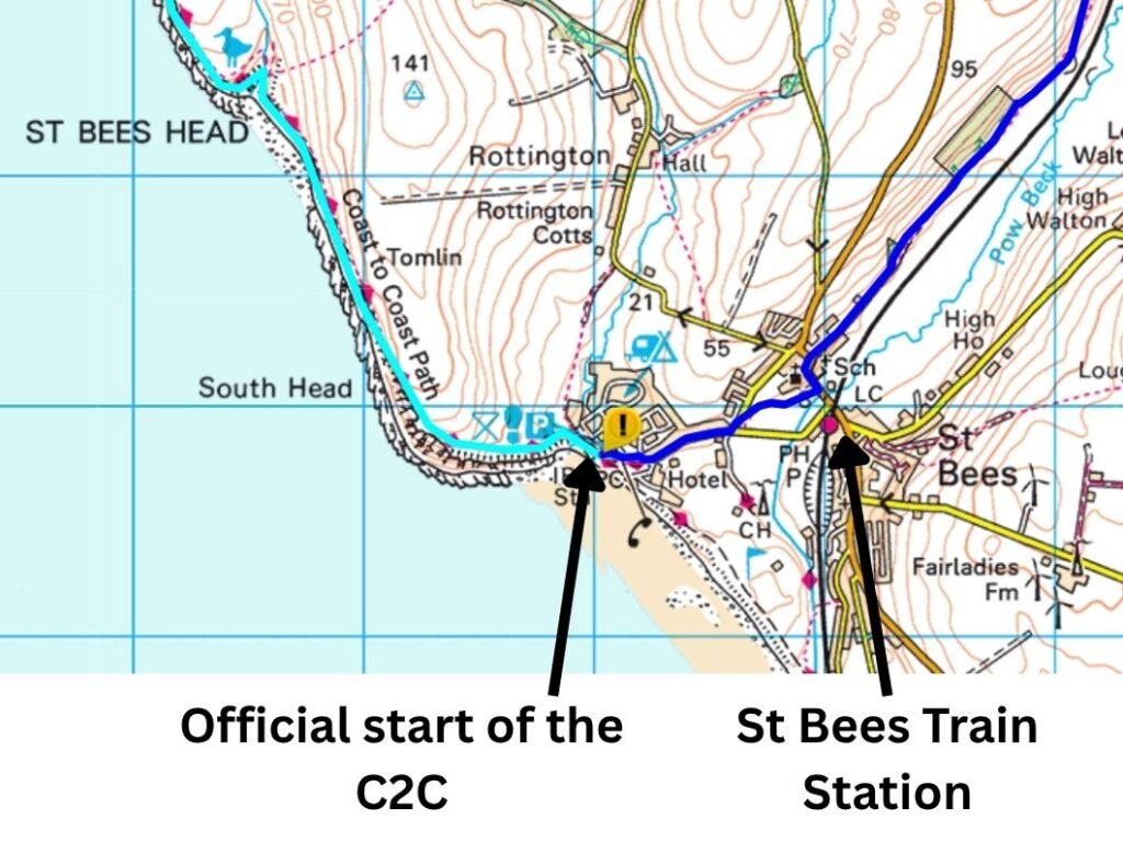 St Bees trailhead — St Bees train station and Coast to Coast trailhead.